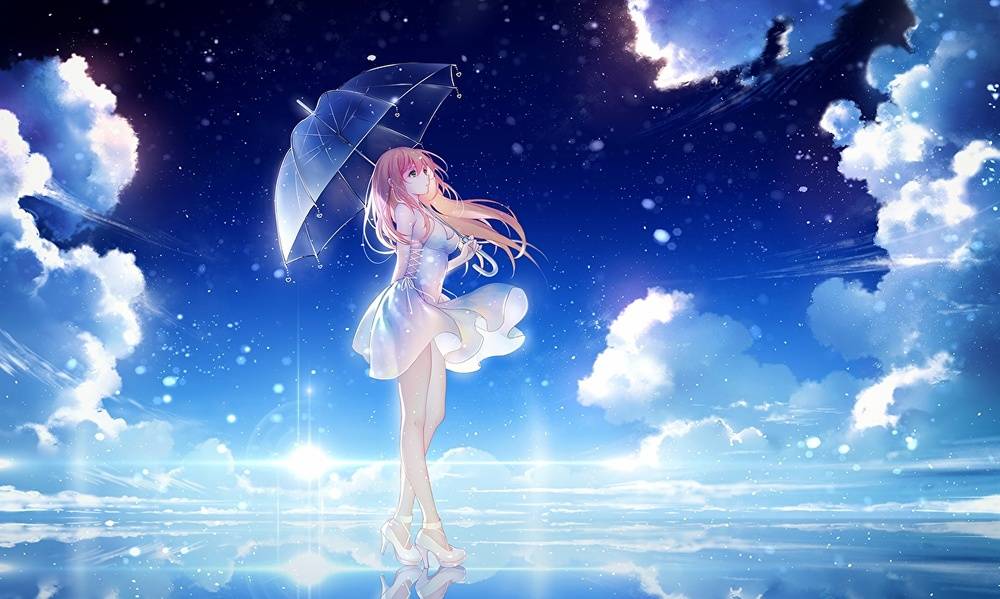 Umbrella clouds foto anime