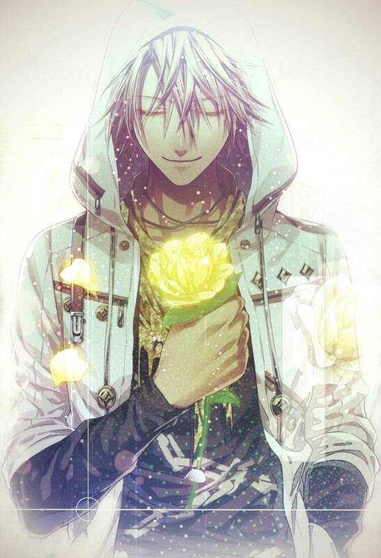 gambar anime guy with flower